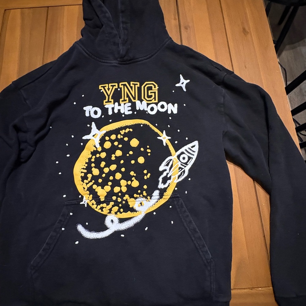 YNG Overtime Black Hoodie with Yellow Graphic